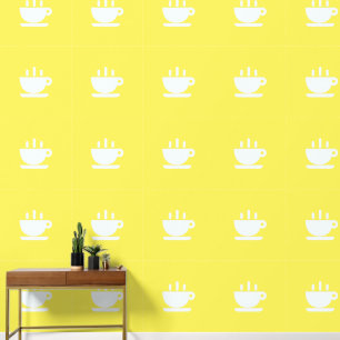White Cup Of Java Yellow Kitchen Wallpaper