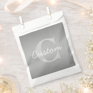 White Cursive & Grey Monogram Editable Colours Favour Bag