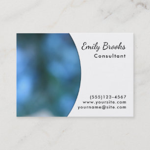 White Curve over Blue Image; Unique Design Business Card