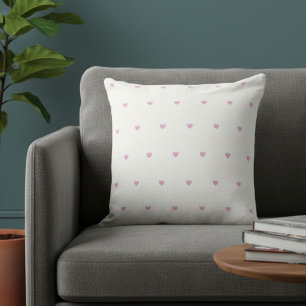 White cushion with pink hearts, Modern cushion