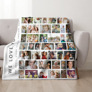 White Custom 54 Photo Collage Fleece Blanket
