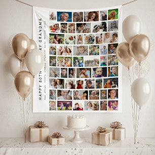 White Custom 54 Photo Collage Party Tapestry