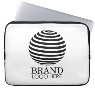 White Custom Business Logo Company Corporate Laptop Sleeve