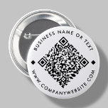 White | Custom Business QR Code Button<br><div class="desc">Customisable QR Code button pin,  with a clean white background. To generate a new QR code on the design,  add your website URL or social media handle in the " personalise this template" feature.</div>