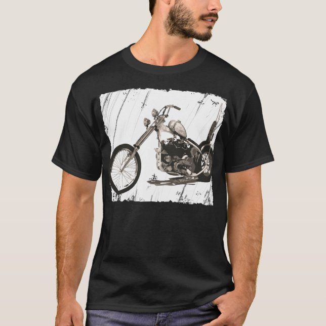 White Custom Chopper Motorcycle T-Shirt (Front)