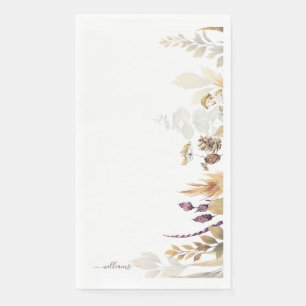  White Custom Family Name Fall Foliage  Napkin