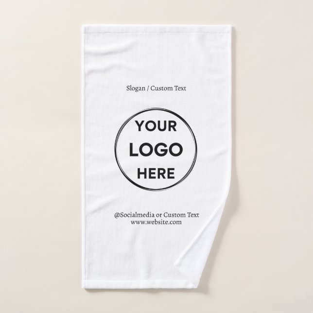 White Custom Logo Text Modern Minimalist Business Hand Towel (Hand Towel)