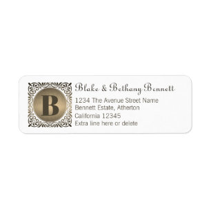 White Custom Monogram Return Address Label