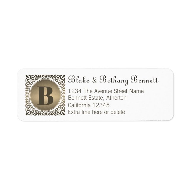 White Custom Monogram Return Address Label (Front)