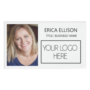 White Custom Photo Logo Business Name Tag
