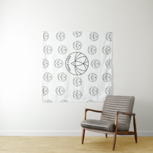 White Custom Square Backdrop Small business Logo  Tapestry