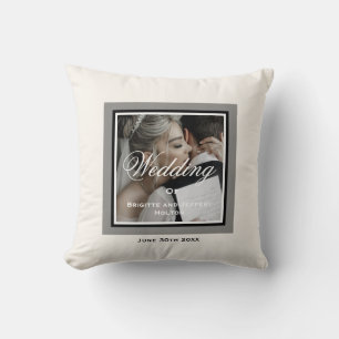 White custom wedding couple keepsake photo cushion