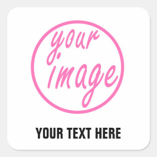 White Customisable Image Photo Template Square Sticker