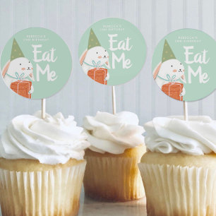 White Cute Bunny Birthday Favour Stickers