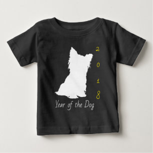 White Cute Dog Chinese New Year 2018 Black Baby T Baby T-Shirt