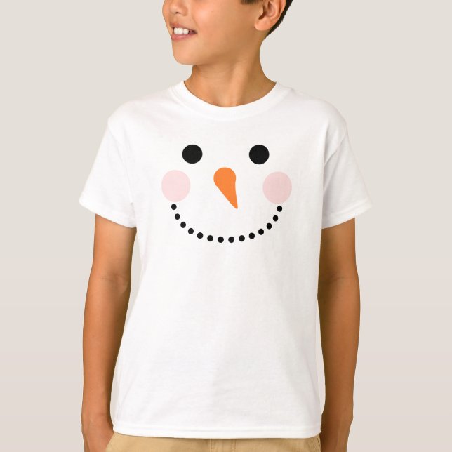 White Cute Snowman Christmas Kids T-Shirt (Front)