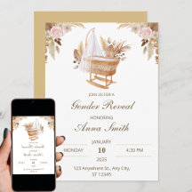 White Cute Watercolor Flower Gender Reveal