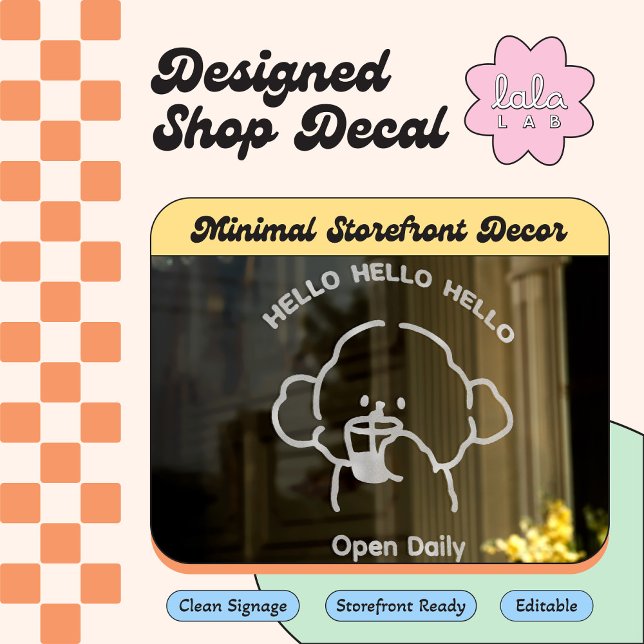 White Cute Welcome Window Vinyl Decal Editable (Creator Uploaded)