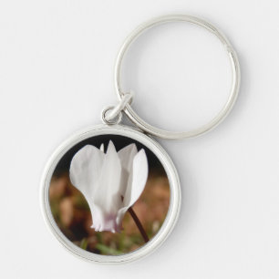 White Cyclamen Key Ring