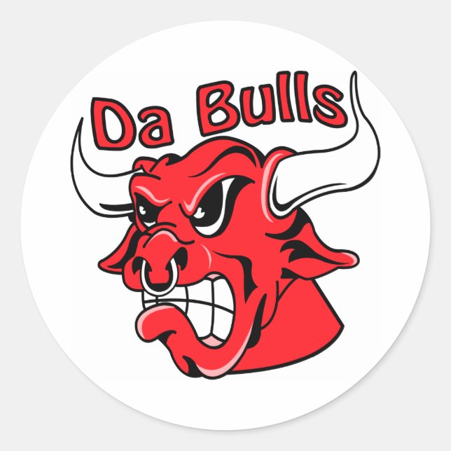 White  Da Bulls Classic Round Sticker (Front)