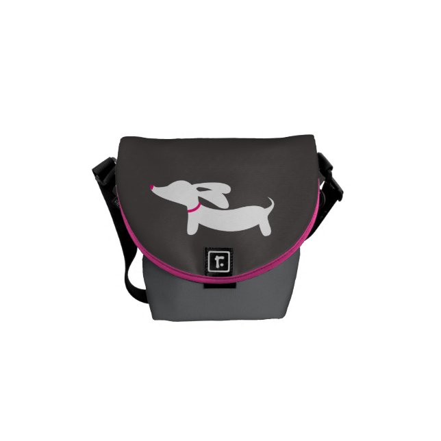 White Dachshund on Grey Background Courier Bag (Front)
