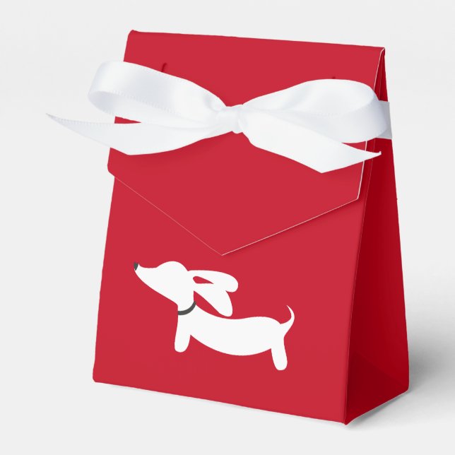 White Dachshund on Red | Love | Valentine's Day Favour Box (Front Side)