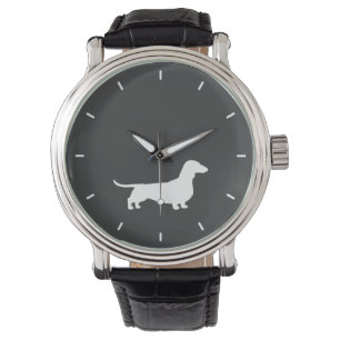 White Dachshund Silhouette Watch