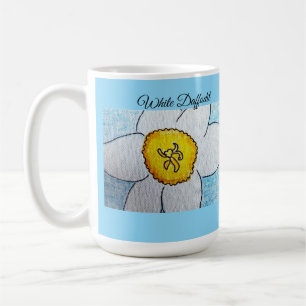 White Daffodil Baby Blue Coffee Mug