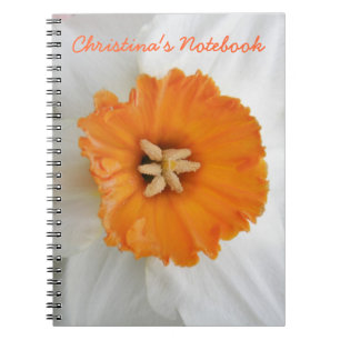 White Daffodil Customisable Notebook