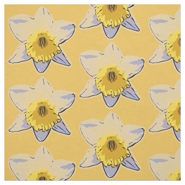White Daffodil Fabric (Yellow) (Swatch)