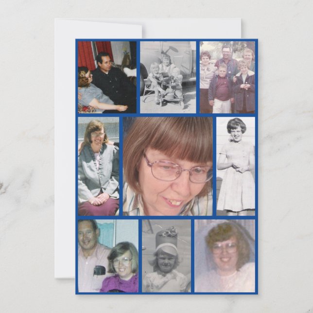 White Daffodil Loving Memory 9 Photo Memorial Invitation (Front)