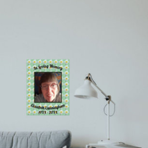 White Daffodil on Green Photo Memorial Poster