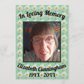 White Daffodil on Green Photo Memorial Program