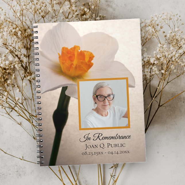White Daffodil Spring Funeral Memorial Guest Book (Creator Uploaded)
