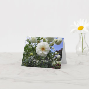 White Dahlia Birthday Day Card