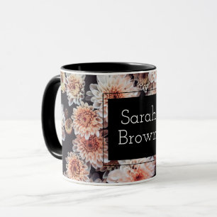 WHITE DAHLIA FLORAL ELEGANT MUG