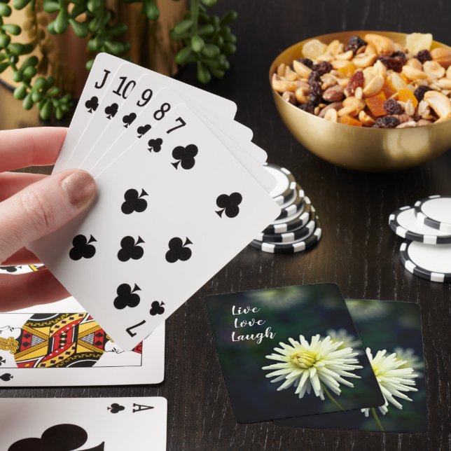 White Dahlia Flower Motivational Playing Cards (In Situ)