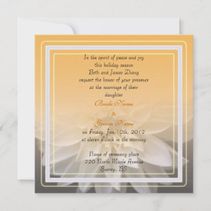 white dahlia  flower wedding invitation