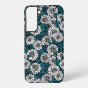 White Dahlia garden/ blue leaves 2 Samsung Galaxy Case