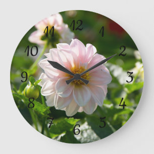 White dahlia in the garden photo large clock