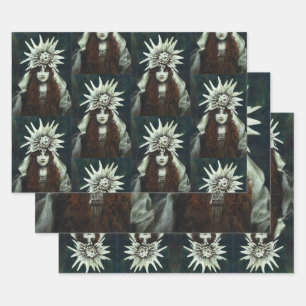 White Dahlia Portrait Wrapping Paper Set