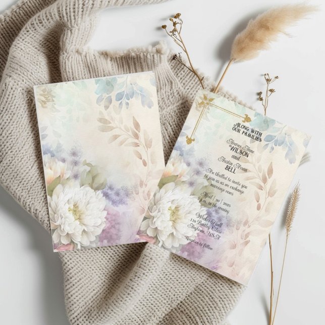 White Dahlias With Pastel Purple Accents Invitation (Creator Uploaded)