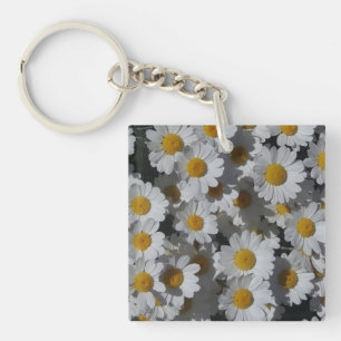 White Daisies Acrylic Key Ring
