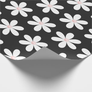 White Daisies and Pink Pearls Wrapping Paper