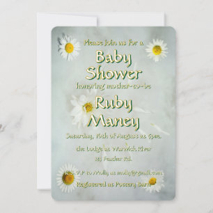 White Daisies Baby Shower Invitation