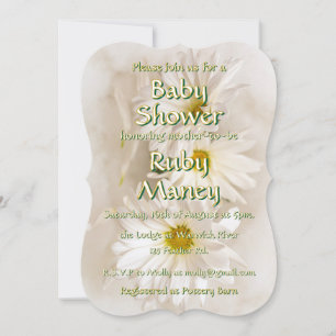 White Daisies Baby Shower Invitation