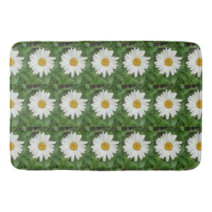 White Daisies  Bath Mat