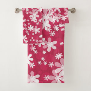 White daisies bath towel set