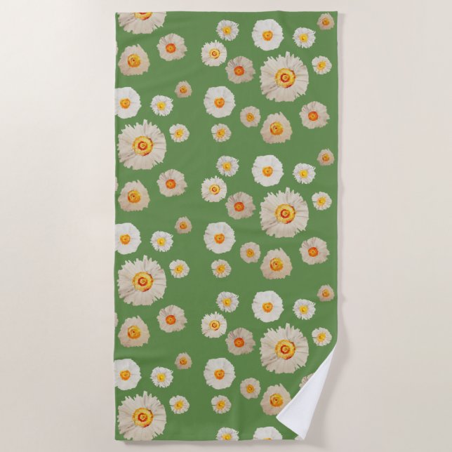 White Daisies Beach Towel (Front)