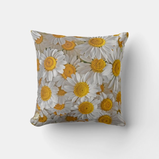 White Daisies: Beautiful Floral Background Cushion (Front)